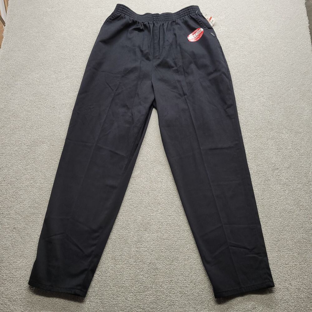 Chic Average Womens Pants Size 18 Black Elastic Waist Casual Straight Leg